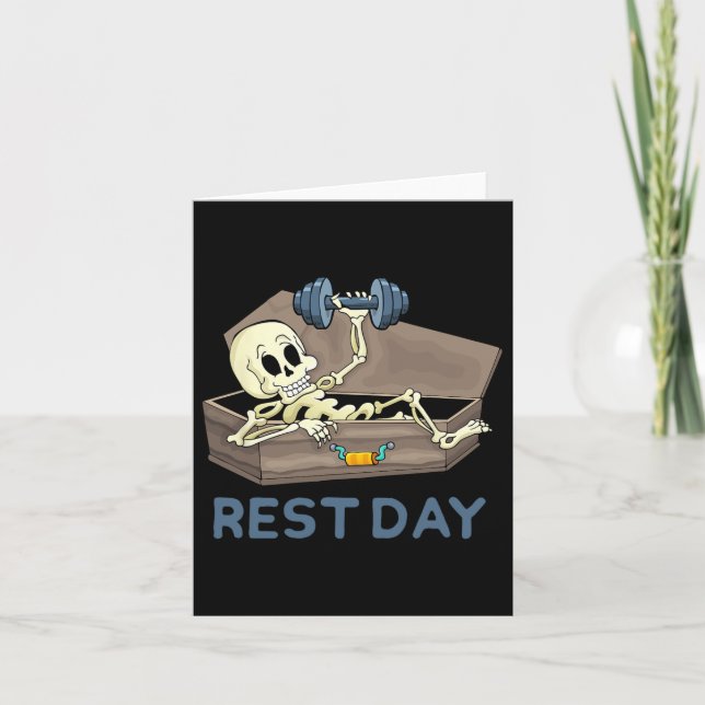 Cartão Funny Bodybuilding Peso Levantando Esqueleto Rest  (Frente)