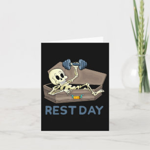 Cartão Funny Bodybuilding Peso Levantando Esqueleto Rest