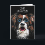 Cartão Funny Border Collie Cartoon Style Birthday<br><div class="desc">Funny border collie painting with exaggerated big eyes and open mouth in a cartoon style to offer a WHAT? expression has been paired with a fun texting chat theme and both the card front text and inside verse may be changed by you to suit the recipient and your own sense...</div>