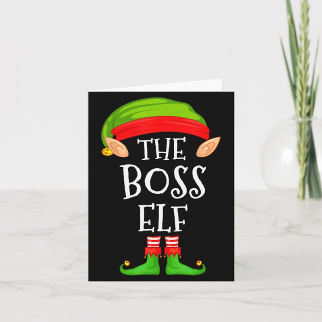 Cartão Funny Boss Elf Family Christmas Boss Elf Sweater M (Frente)