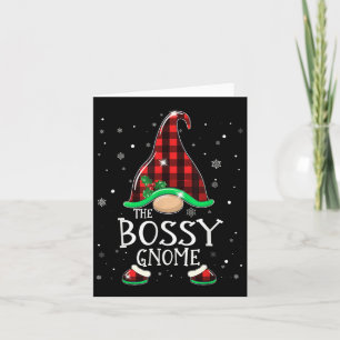 Cartão Funny Bossy Gnome Xadrez Buffalo Correspondente ao