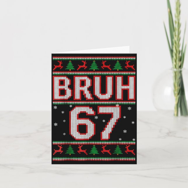Cartão Funny Bruh 67 Christmas Holiday Women Kids Xmas Pa (Frente)