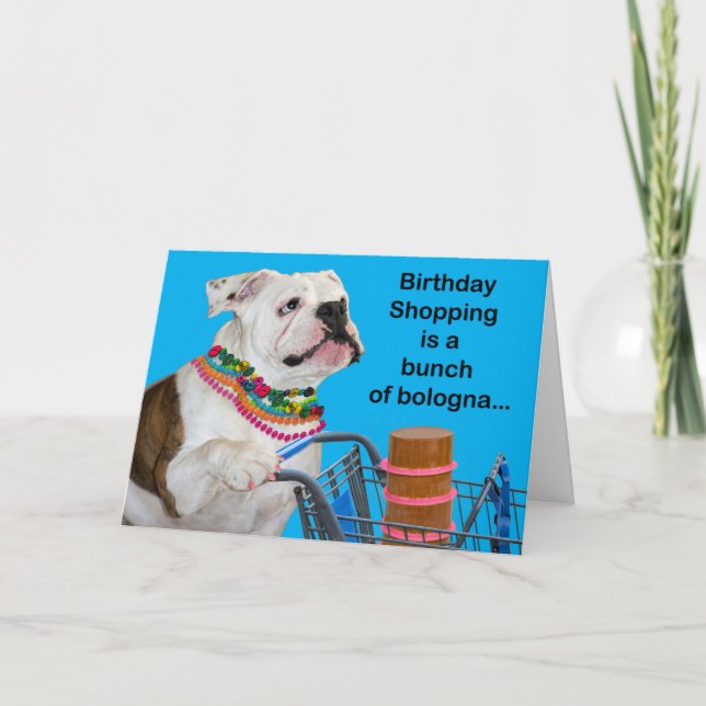 Cartão Funny Bulldog With Beads Bunch Of Bologna Birthday (Frente)