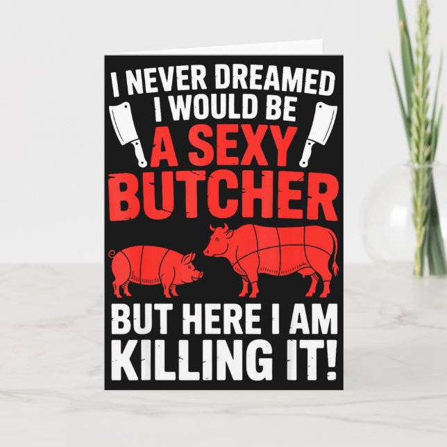 Cartão Funny Butcher Design For Men Women Butchery Meat B (Frente)