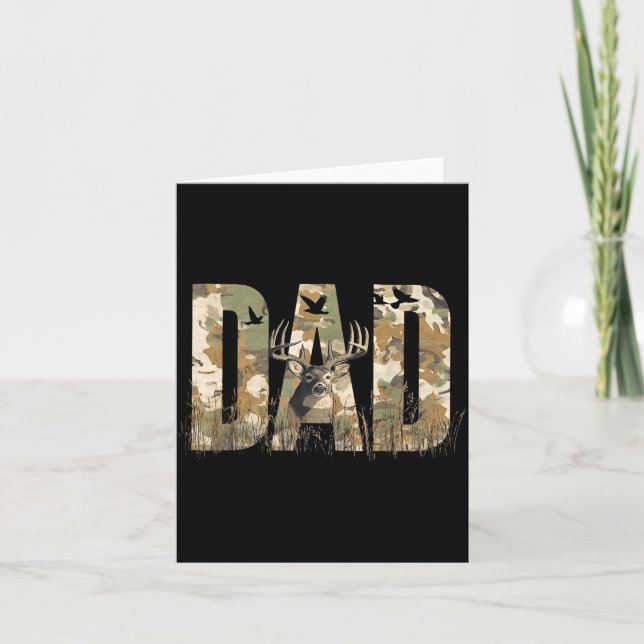 Cartão Funny Camo Dad Hunting Camouflage Deer Father's Da (Frente)