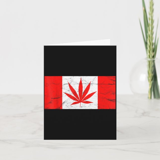 Cartão Funny Canada &amp; Weed Leaf! Canadian New Flag Jo (Frente)