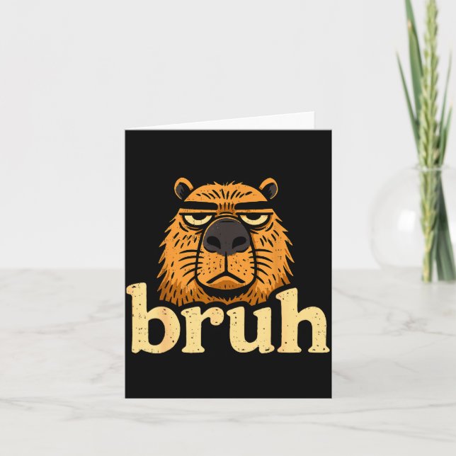 Cartão Funny Capybara Bruh Sarcastic Animal Meme Boys Tee (Frente)