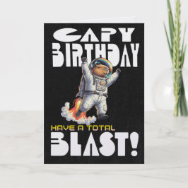 Cartão Funny Capybara in Space Capy Birthday Pun