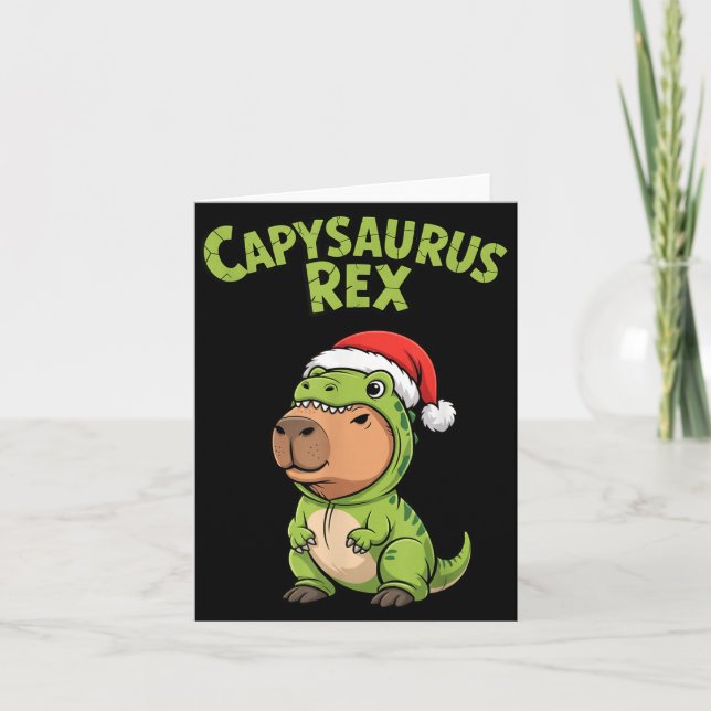 Cartão Funny Capybara T-rex Costume Christmas Kids Boys  (Frente)