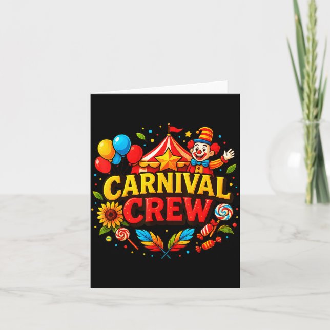 Cartão Funny Carnival Crew Circus Party Staff Costume Pri (Frente)