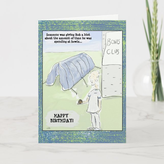 Cartão Funny Cartoon Bowls Birthday Card (Frente)