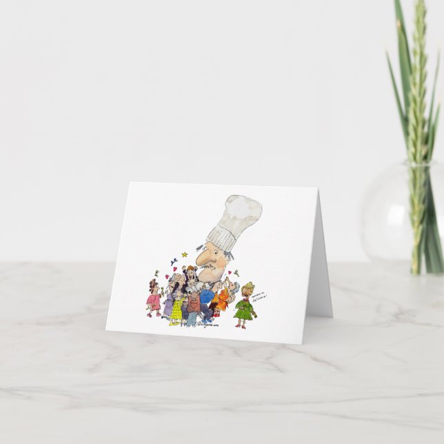 Cartão Funny Cartoon French Chef (Frente)