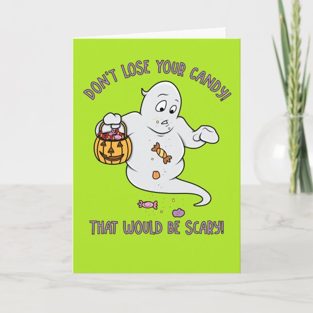 Cartão Funny Cartoon Ghost Halloween Card for Kids (Frente)