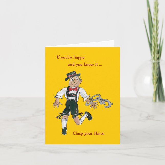 Cartão Funny Cartoon Lederhosen Greeting Card (Frente)