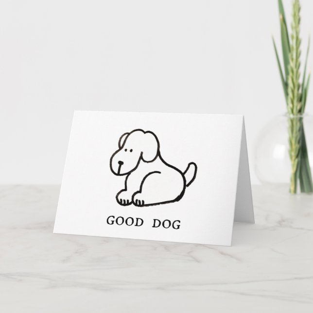 Cartão Funny Cartoon Sitting Good Dog Greeting Card (Frente)