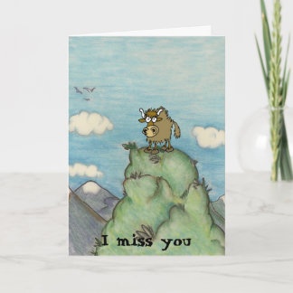 Cartão Funny cartoon yak on mountain top.