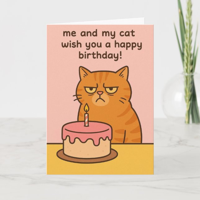 Cartão Funny cat birthday card  (Frente)