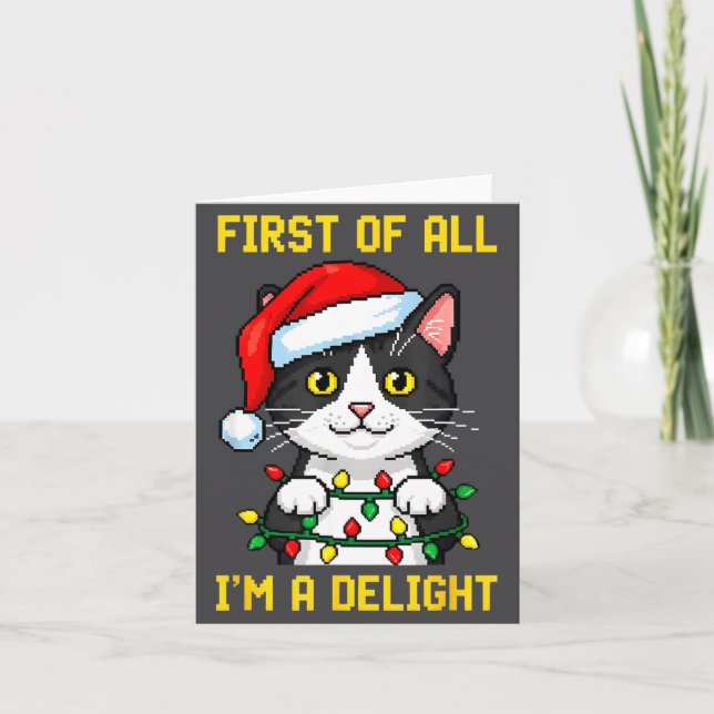 Cartão Funny Cat First Of All I'm A Delight Retro Gaming  (Frente)