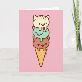 Cartão Funny Cat Greeting Card - SUMMER ICE CREAM CONE