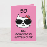 Cartão Funny Cat Humor Joke Pink Sister 50th Birthday<br><div class="desc">Funny Cat Humor Joke Pink Sister 50th Birthday, a funny design intended for any sister on her birthday. If you're looking for some funny sister birthday cards, cat sister birthday cards or fiftieth sister birthday cards, this one is what you need. The design features a simple and funny cat with...</div>