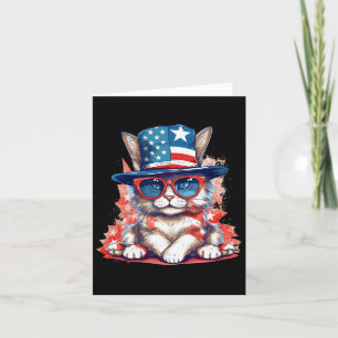 Cartão Funny Cat Patriótica Eua Flag American 4 De Julho