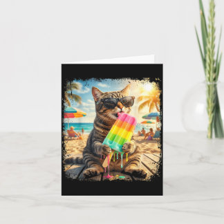 Cartão Funny Cat Popsicle Summer Animal Sunglasses Meme