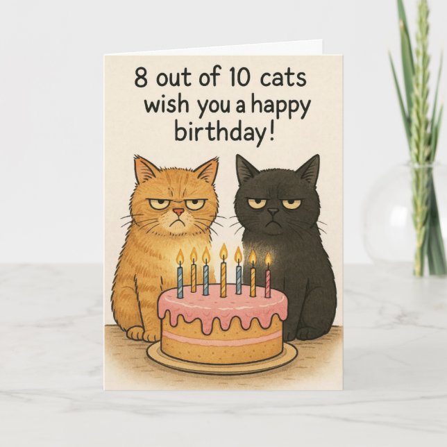 Cartão Funny cats Happy Birthday card  (Frente)