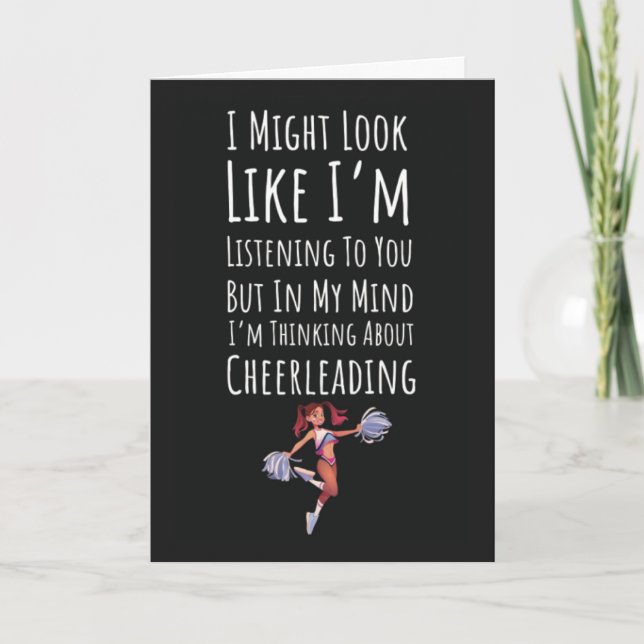 Cartão Funny Cheerleading Cards Cheerleader Sports Black (Frente)