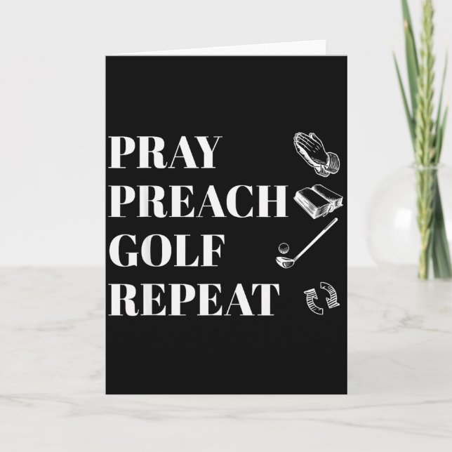 Cartão Funny Christian Pray Preach Golf Repeat Pastor Min (Frente)