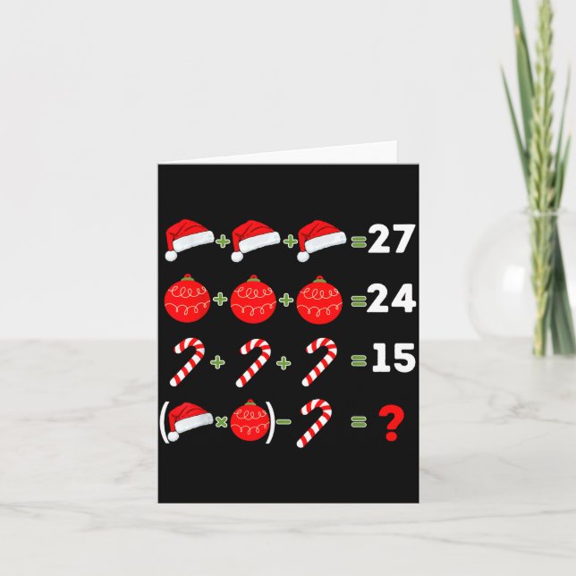 Cartão Funny Christmas 6 7 Puzzle Santa Hat Ornament Cand (Frente)