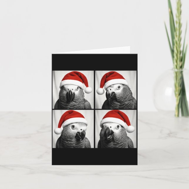 Cartão Funny Christmas African G Parrot Santa Photo Booth (Frente)