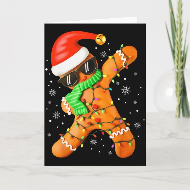 Cartão Funny Christmas Boys Kids Dabbing Gingerbread Xmas (Frente)