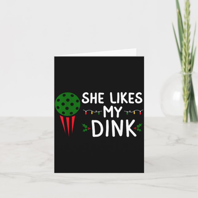 Cartão Funny Christmas Ckleball She Likes My Drink Outfit (Frente)