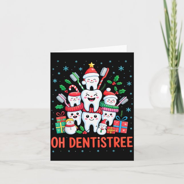 Cartão Funny Christmas Dentist Xmas Dental Oh Dentistree  (Frente)