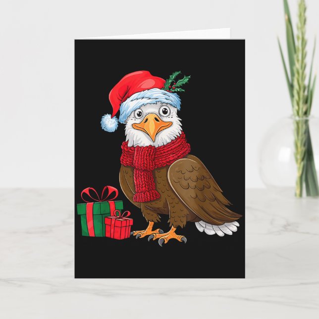 Cartão Funny Christmas Eagle Patriotic Bald Eagle With Sa (Frente)
