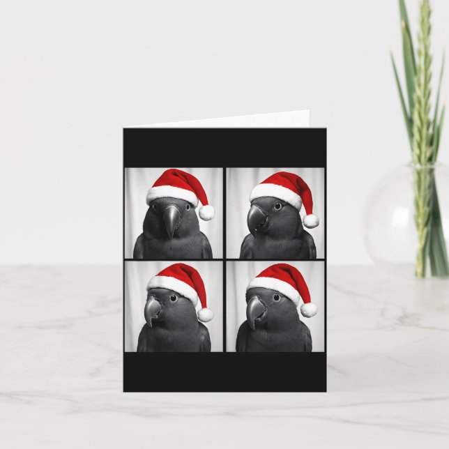Cartão Funny Christmas Eclectus Parrot Santa Photo Booth  (Frente)