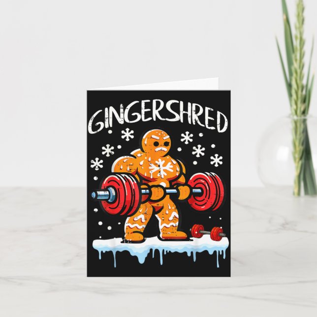 Cartão Funny Christmas Gingerbread Gingershred Gym Bodybu (Frente)