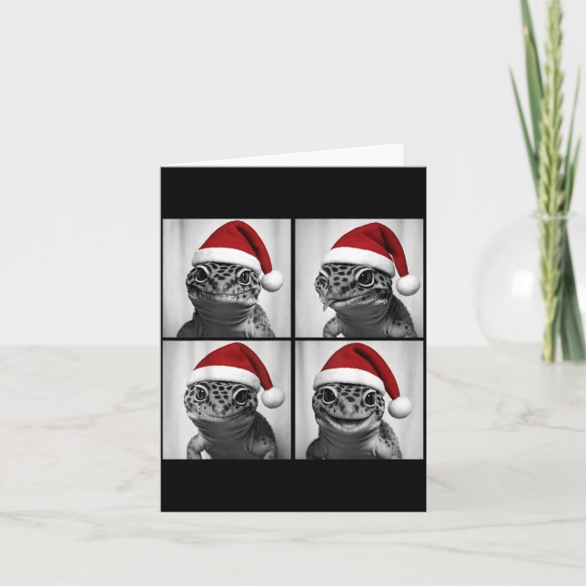 Cartão Funny Christmas Leopard Gecko Santa Photo Booth  (Frente)