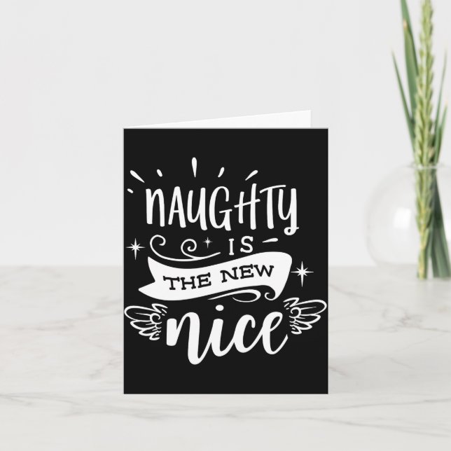 Cartão Funny Christmas Naughty Is The New Nice Monogram T (Frente)