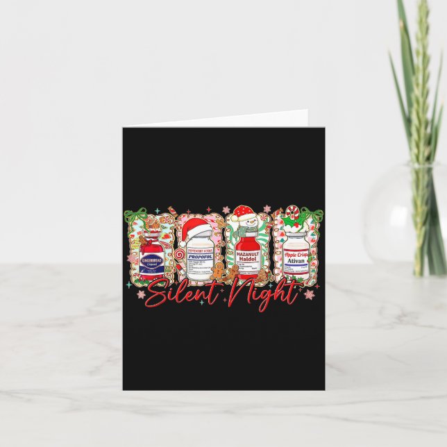 Cartão Funny Christmas Nurse Silent Night Medical Humor  (Frente)
