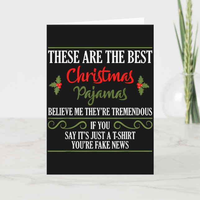 Cartão Funny Christmas Pajamas Donald Trump Gag Joke Pjs  (Frente)