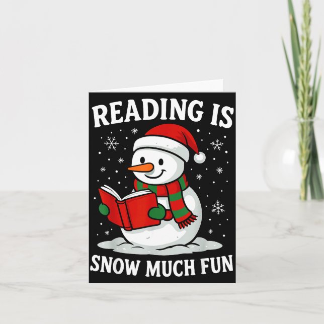 Cartão Funny Christmas Reading Is Snow Much Snowman Book  (Frente)