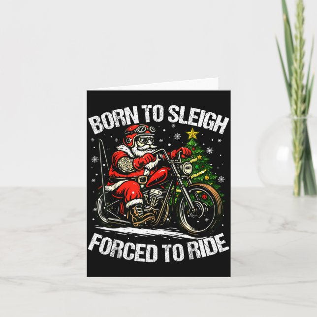 Cartão Funny Christmas Santa Riding Motorcycle Bike Biker (Frente)