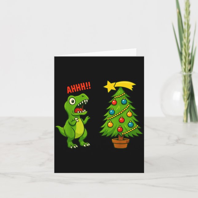 Cartão Funny Christmas Shirt Kids Boys Christmas Dinosaur (Frente)