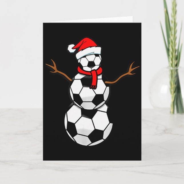 Cartão Funny Christmas Soccer Santa Snowman  (Frente)
