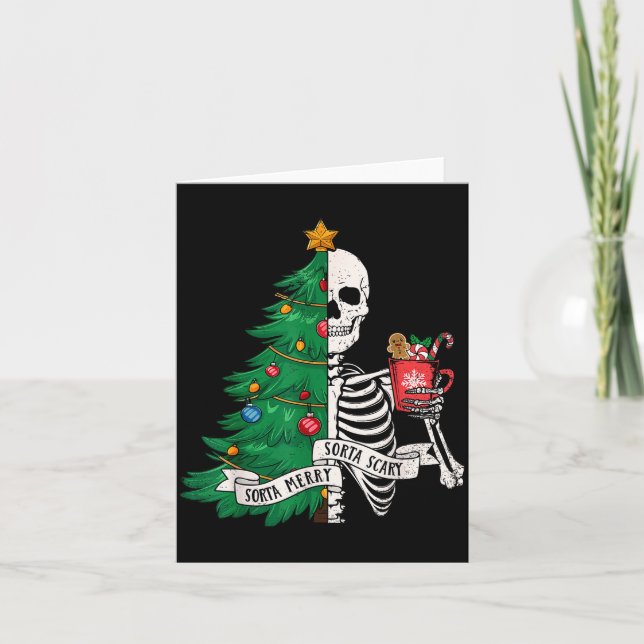 Cartão Funny Christmas Sorta Merry Sorta Y Skeleton Xmas  (Frente)