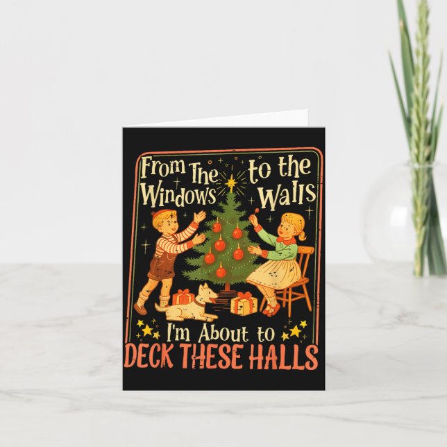 Cartão Funny Christmas Tree Kids Xmas From The Windows To (Frente)