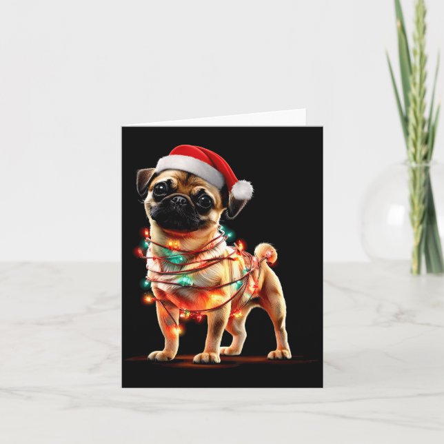 Cartão Funny Chug Christmas Graphics Dog Lights Lover  (Frente)