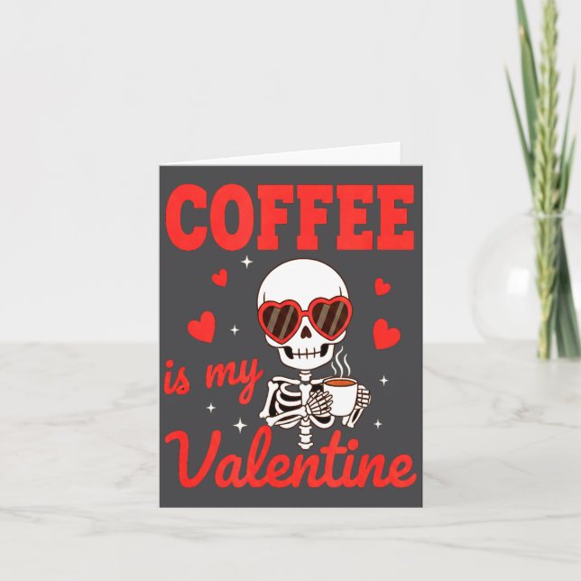 Cartão Funny Coffee Is My Valentine Caffeine Lover Retro  (Frente)