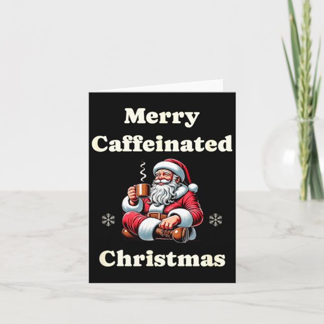 Cartão Funny Coffee Lover Holiday Merry Caffeinated Chris (Frente)
